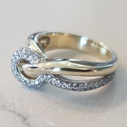New | Breuning GmbH 14K Natural Diamond Knot Ring 