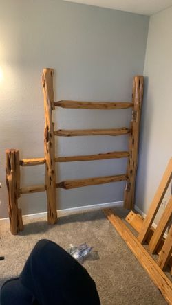 Heavy solid wood bed frame easy assembly  PRICE CAN BE LOWRED