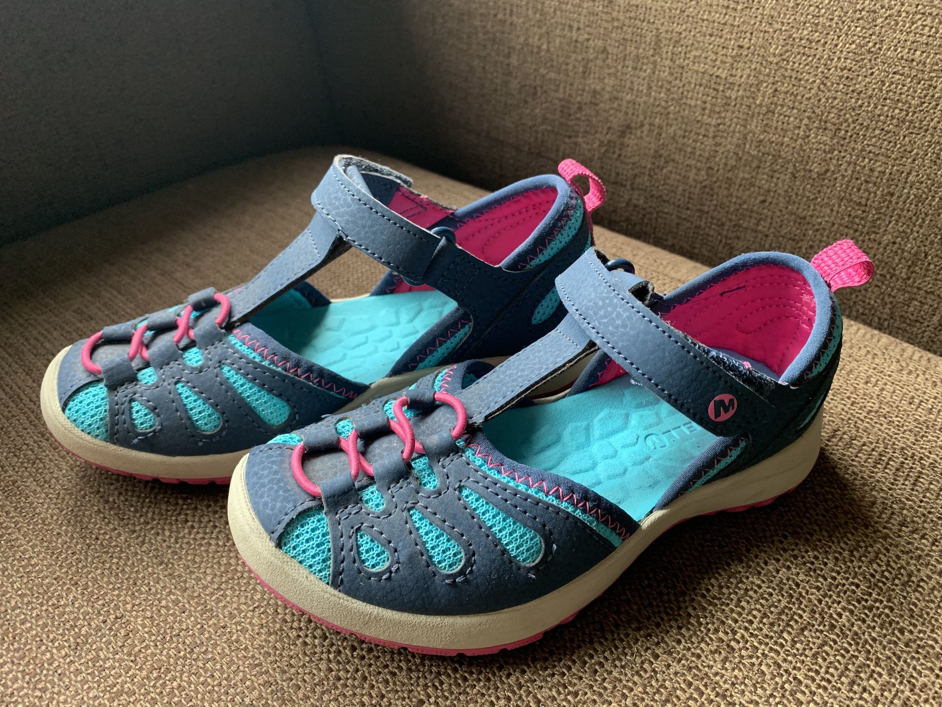 Merrell Sandals, Blue/Teal/Pink, Girls Size 12