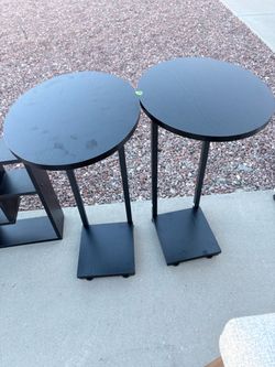 Black Round Top Accent Side Tables – Set of 2