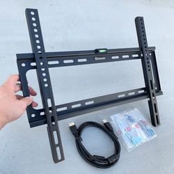 (NEW) $10 Low-profile Fixed 26-55” TV Wall Mount Bracket, Max 110 lbs with 5ft HDMI Cable 