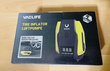 VacLife USVA701YE 150 PSI 120W 12V Portable Tire Inflater Compressor
