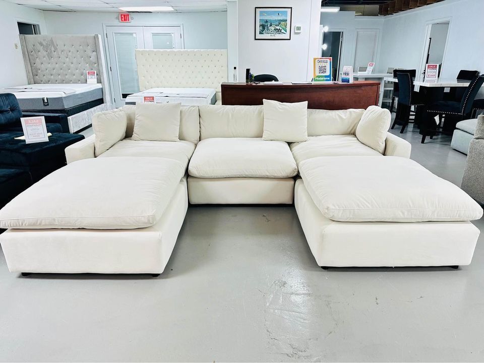 Low Back Modular White Cloud Sectional In Stock