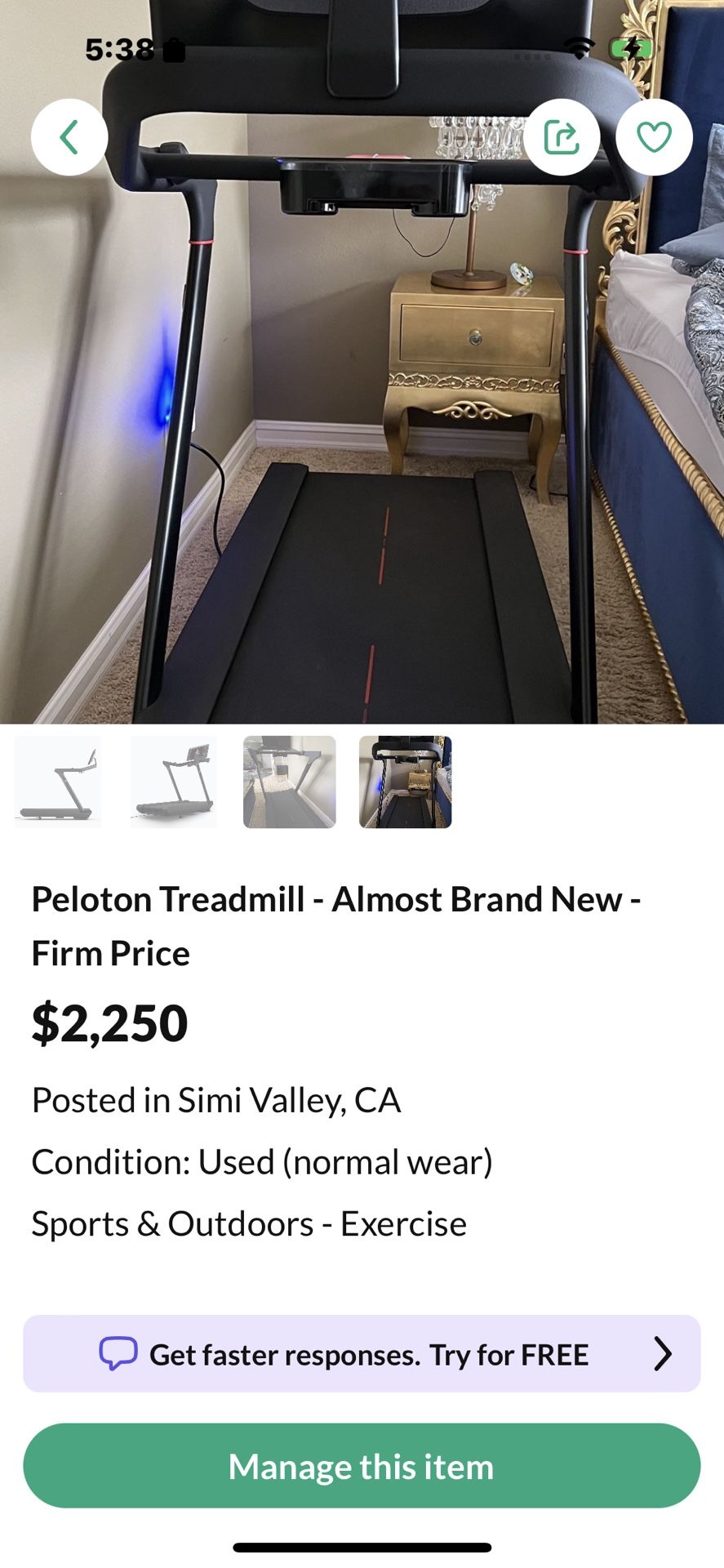 Peloton Treadmill - Almost Brand New - Firm Price