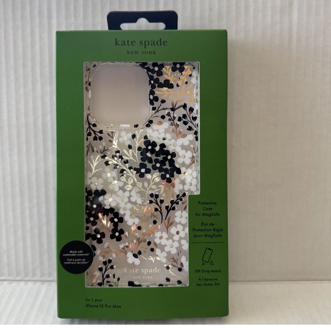 Kate Spade New York Case 15 Pro Max Protective, MagSafe Flowers design .