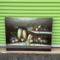 Beautiful Autumn Still Life Painting Of Fruits And Vegetables