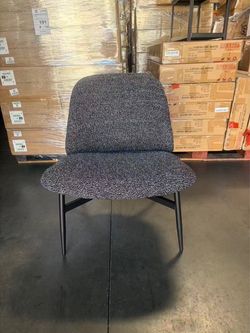 Modern Minimalist Armless Accent Chair with Metal Legs Upholstered in Fabric White & Black