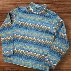 North Face Gordon Lyons Mens Long Sleeve Sweater Fair Isle Pullover 1/2 Zip Small