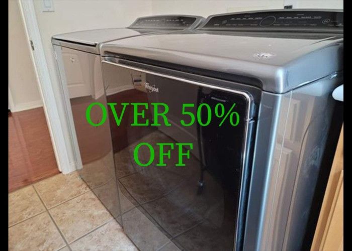 Washer And Dryer Package Deal: Whirlpool - 5.3 Cu. Ft. 26-Cycle High Efficiency Top Load Washer With Steam And ColorLast Chrome Shadow And Dryer