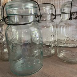 Vintage Mason Jars w/glass Lids