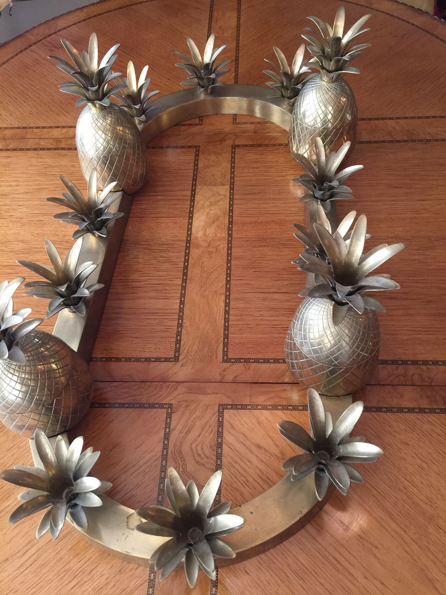 Brass Pineapples Table Centerpiece
