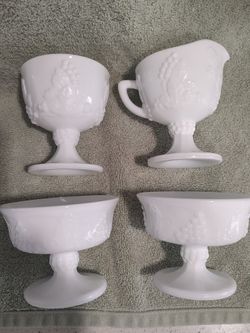 Four Piece Milk Glass Dishes