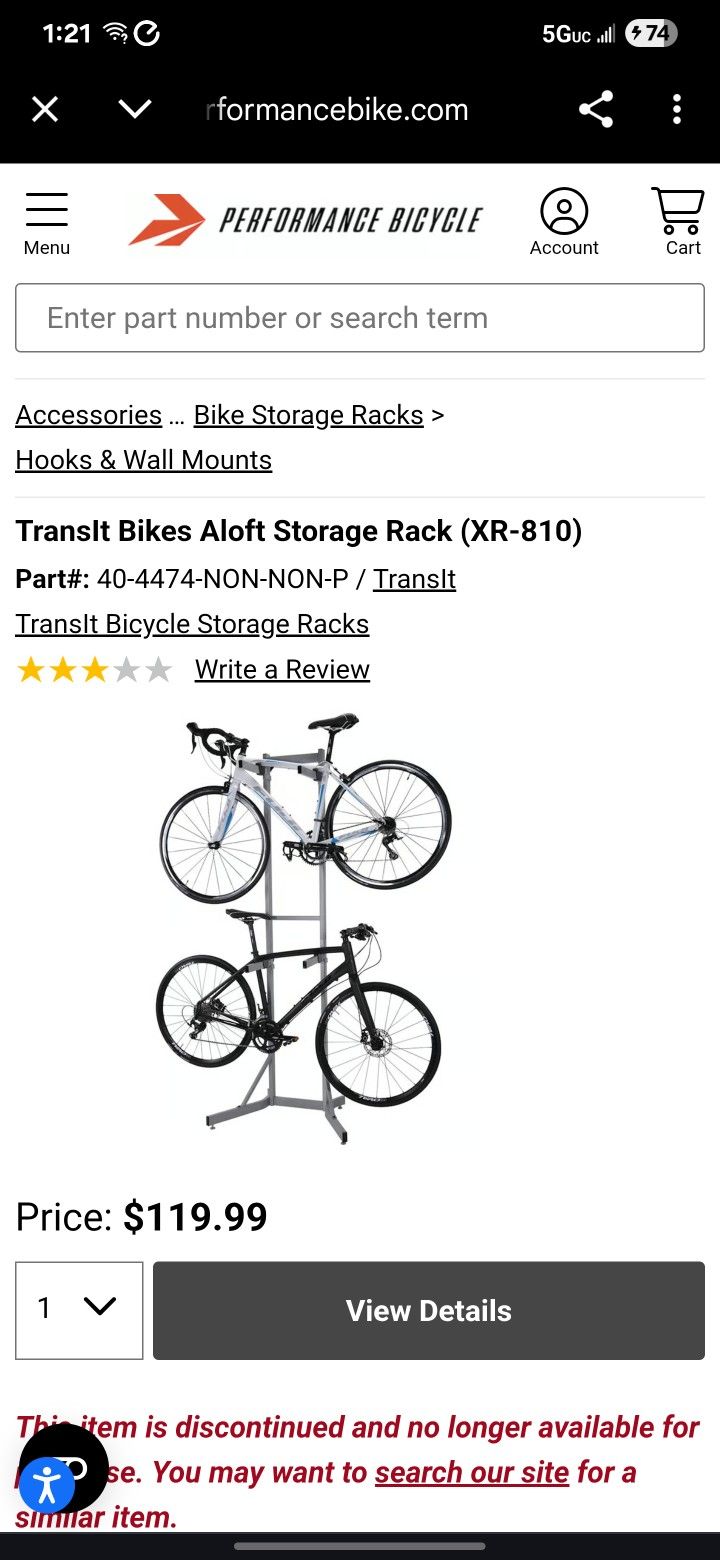NEW Bikes Aloft 2 Bicycle Storage Rack / Work