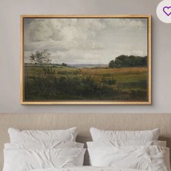 Vintage Rural Countryside Landscape Rustic Pictures Farmhouse Artwork Framed Canvas Print Wall Art
