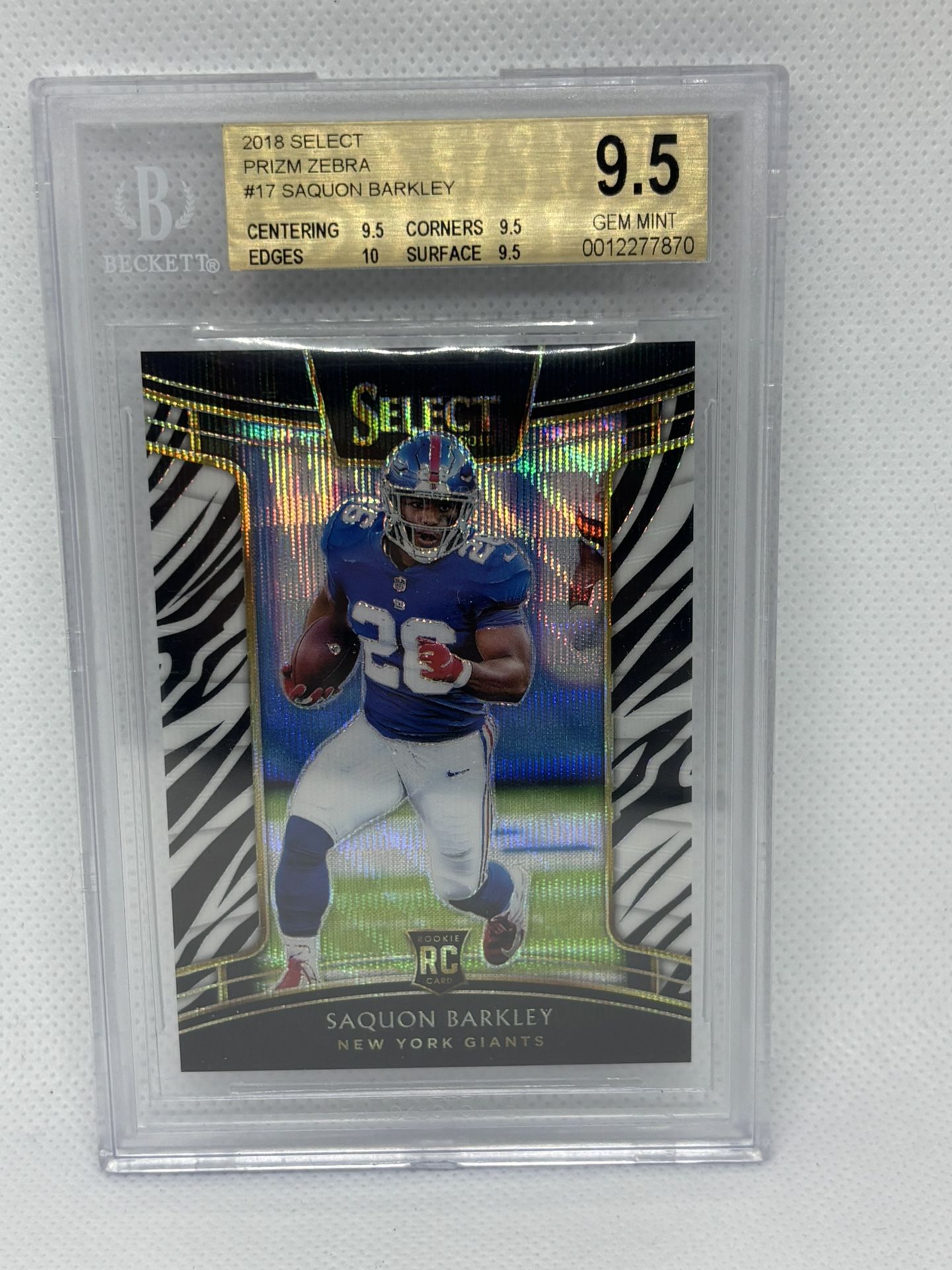 Saquon Barkley Rookie Select Zebra BGS 9.5 True Gem + SSP