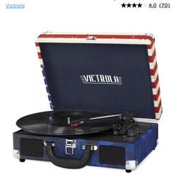 Victrola American Flag Vintage 3-Speed Bluetooth Portable