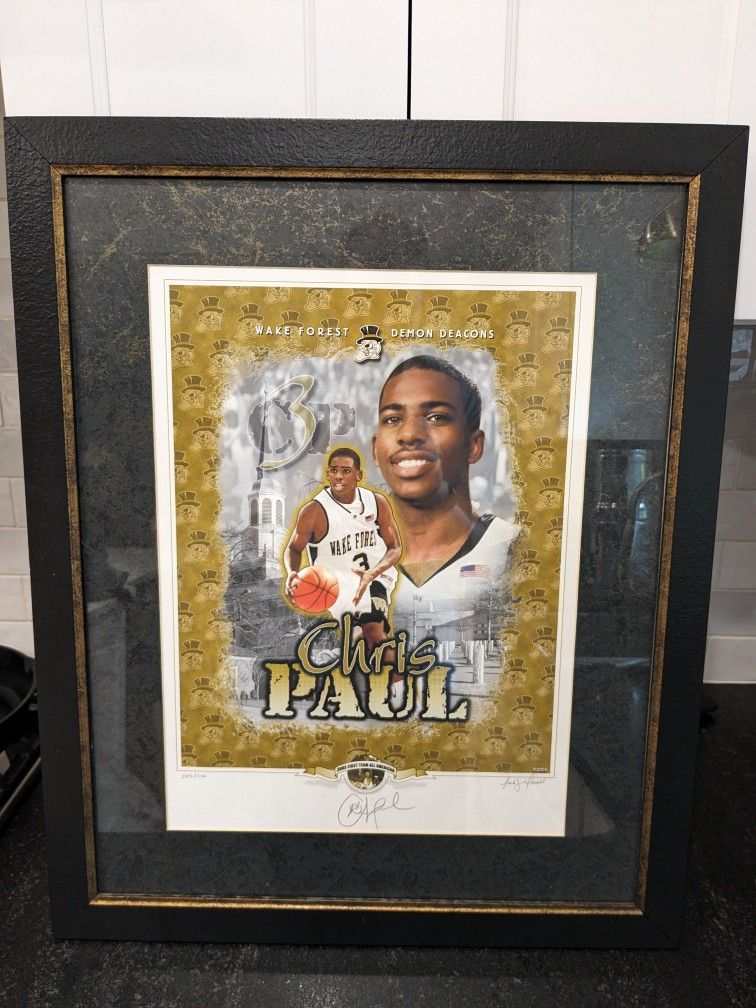 Chris Paul Autographed Framed Picture Wake Forest 2005