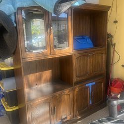 Solid Wood Wall Unit / Entertainment Cabinet – Great Condition