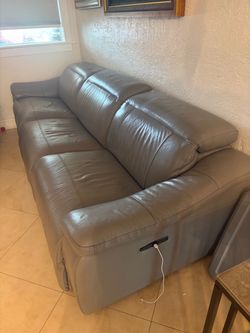 Grey leather couch