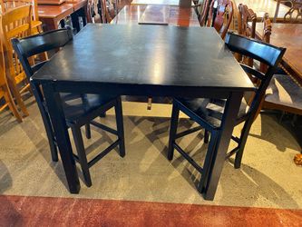 Tall Black Table with Two Matching Chairs