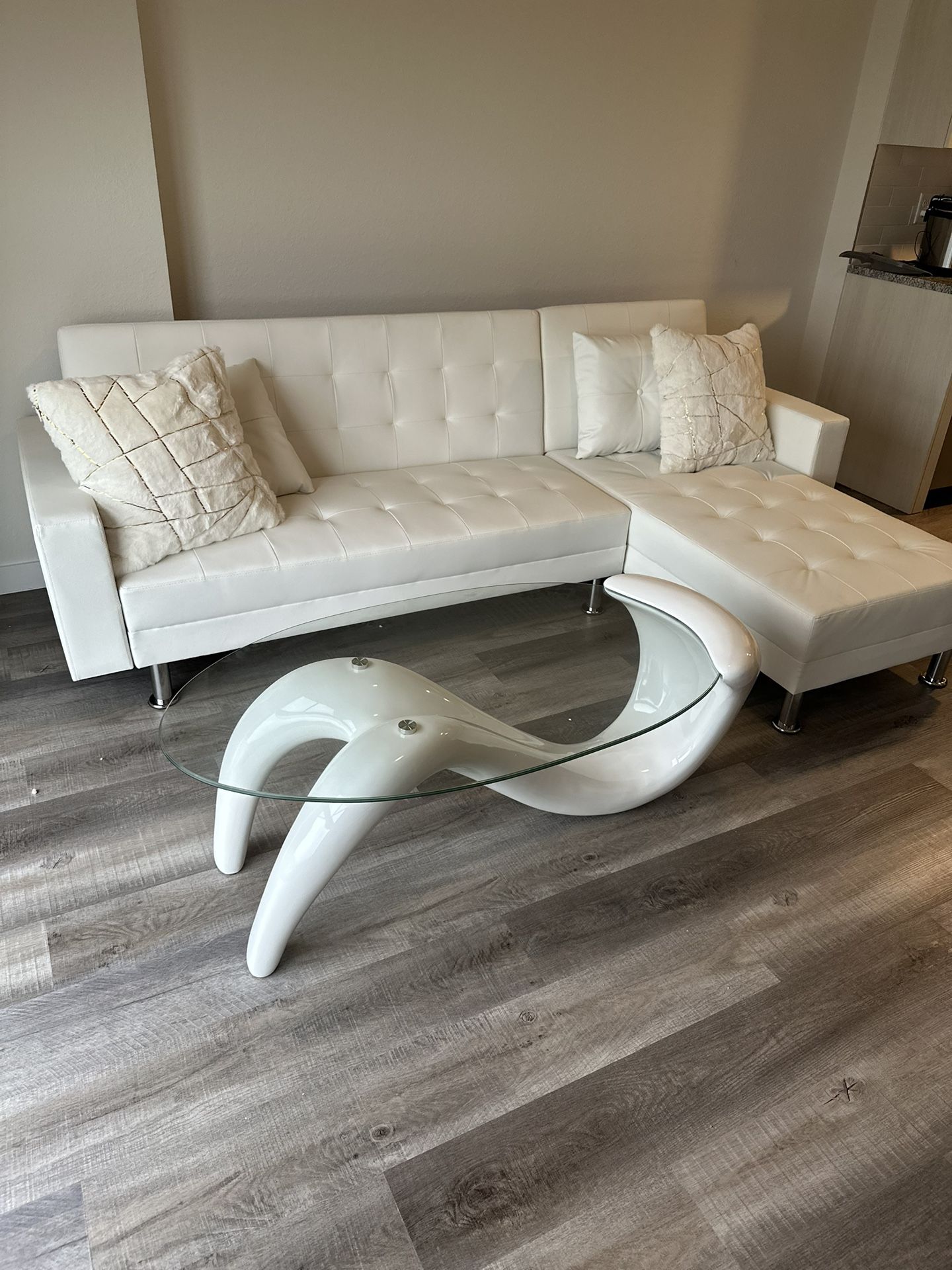 Modern Art Deco COFFEE TABLE in white