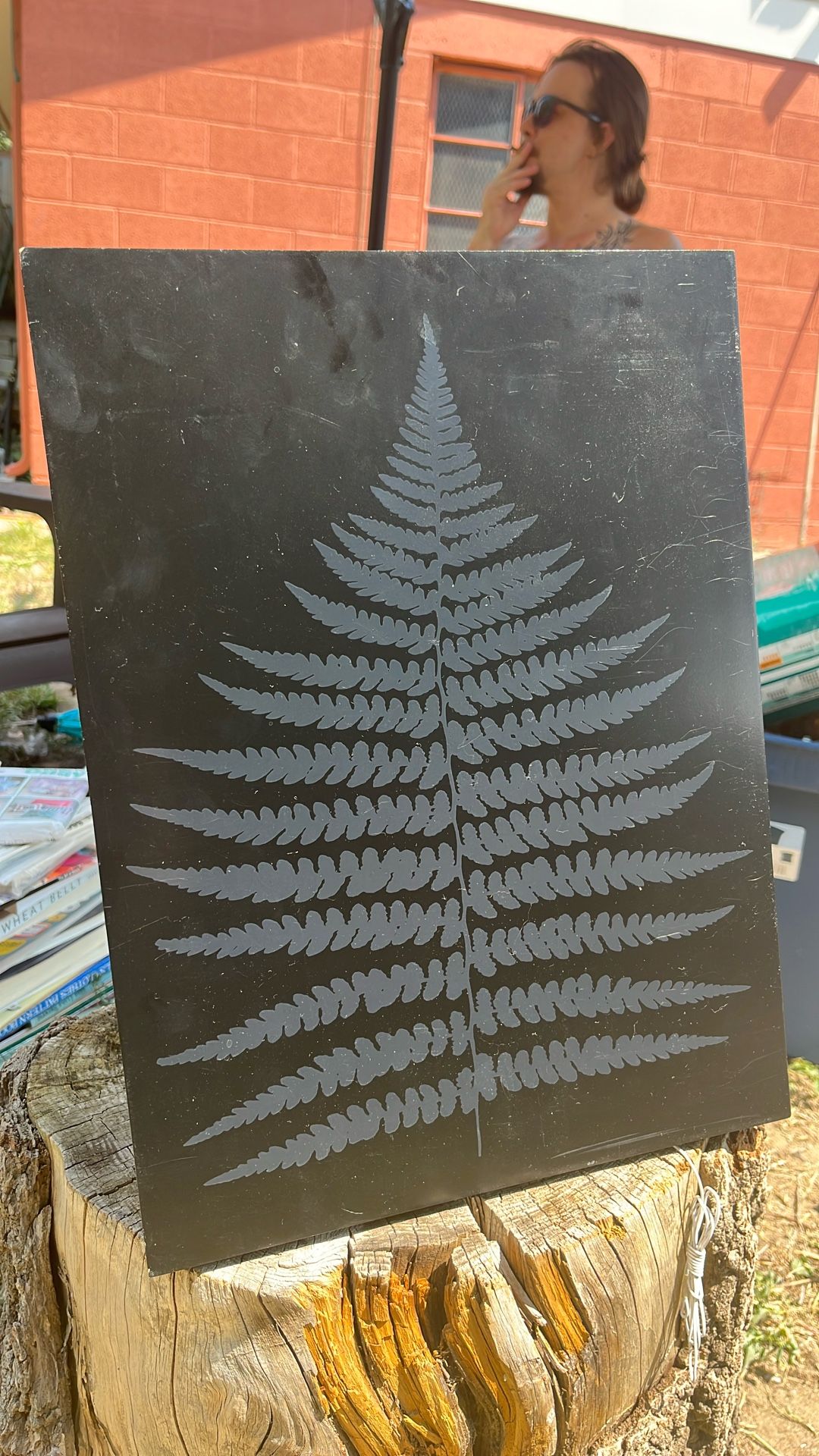 Satin Black Leaf Decor Picture Art
