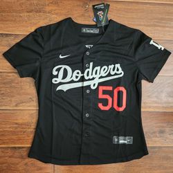 Los Angeles Dodgers Mookie Betts #50 WOMEN stitched black jersey