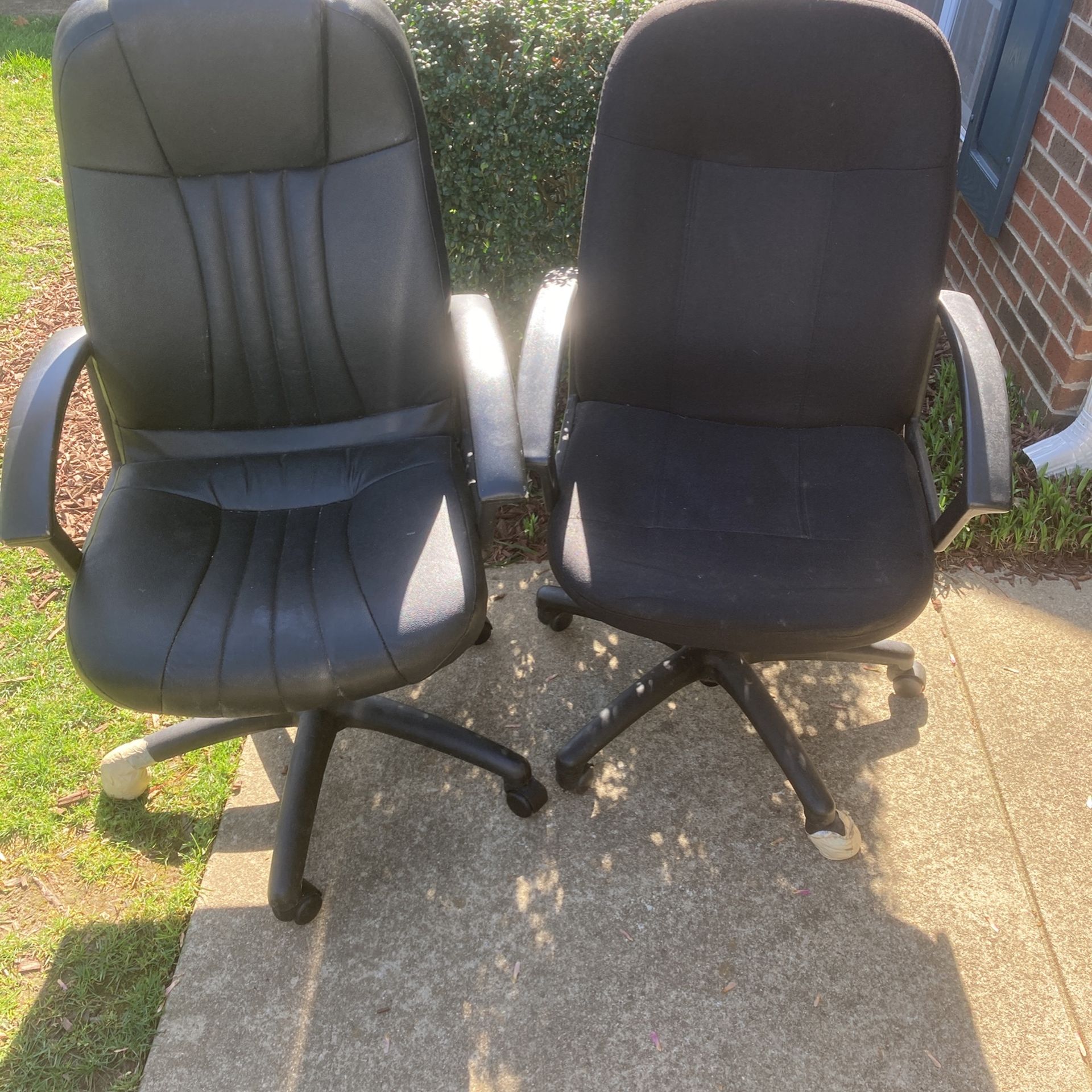 Two Office Chairs Both Have One Broken Wheel But Still Good For Garage Or Shop 