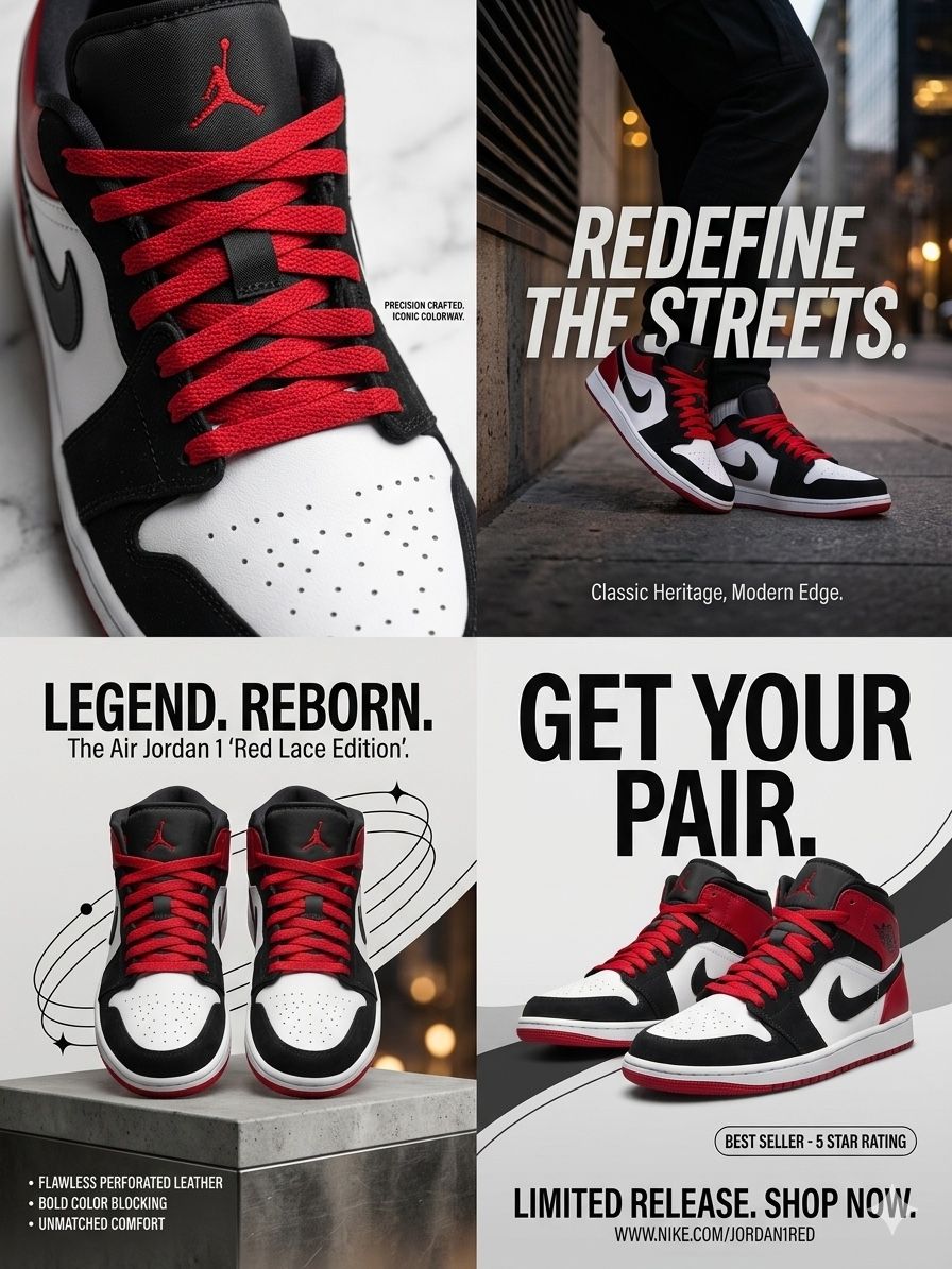 Nike Air Jordan - Black, White, Red size 11.5