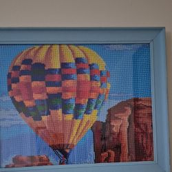 Diamond Dot Framed Hot Air Ballon Picture 