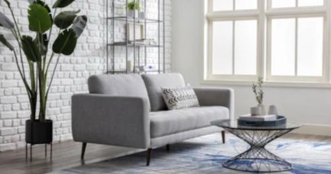 Ginger Grey Fabric 79" Sofa | Tufted | Track Arms | Loose Reversible Back
