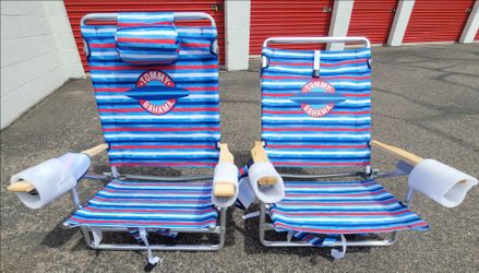 Tommy Bahama 2-Pack Lay Flat Backpack Beach Chairs