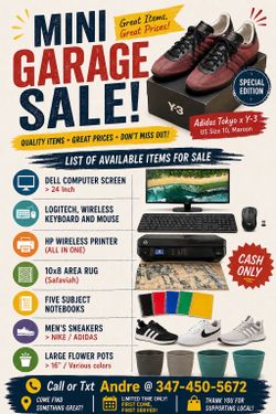 Mini / “Flash” Garage Sale | Various items; Electronics, Fashion, Home