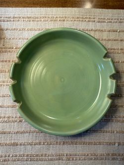 Vint. LA Solana Pottery Ashtray Green Mid Century Modern 6.5 inches