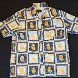 Diamond x Modelo Mens Short Sleeve Button-Up T-Shirt Multi Color Lion Size Large
