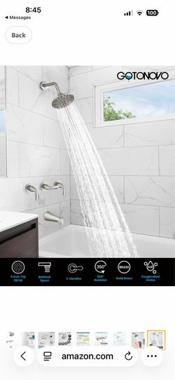 gotonovo 3 Handle Tub Shower Faucet Set, Bathtub Shower Fixture,Bathroom Tub and Shower Faucet Combo Shower System Complete Tub and Shower C13