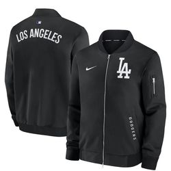 Los Angeles Dodgers Nike Authentic Collection Dugout Relaxed Full-Zip Bomber Jacket - Black size XL