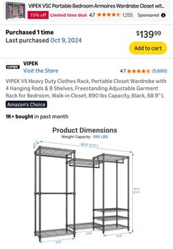Clothing Storage with shelves and rods for hanging