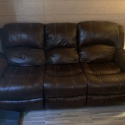 Genuine Leather Recliner Couch