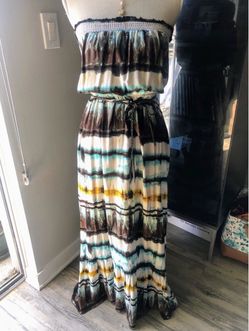 Strapless Multicolor Maxi Dress ~ L
