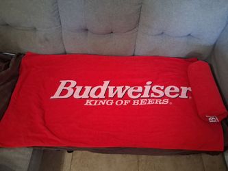 Budweiser red roll-up beach towel