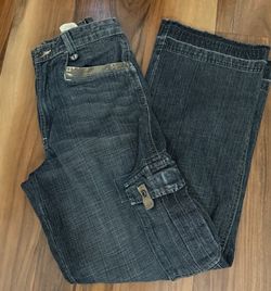 Vintage Y2K WRG Jeans Cargo Pants Size 28x29 Distressed Multiple Pockets
