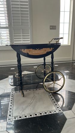 Vintage Italian Black and Gold Bar Cart