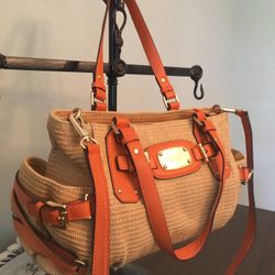 Michael Kors Tan Woven Satchel Handbag/Crossbody 