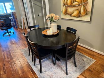 Crate and Barrel Avalon 45" Black Round Extension Dining Table (Chairs sold separately)