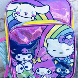 New With Tag Small Hello & Frim Kitty Lunch Bag Insulated With Water Bottle Pocket 
