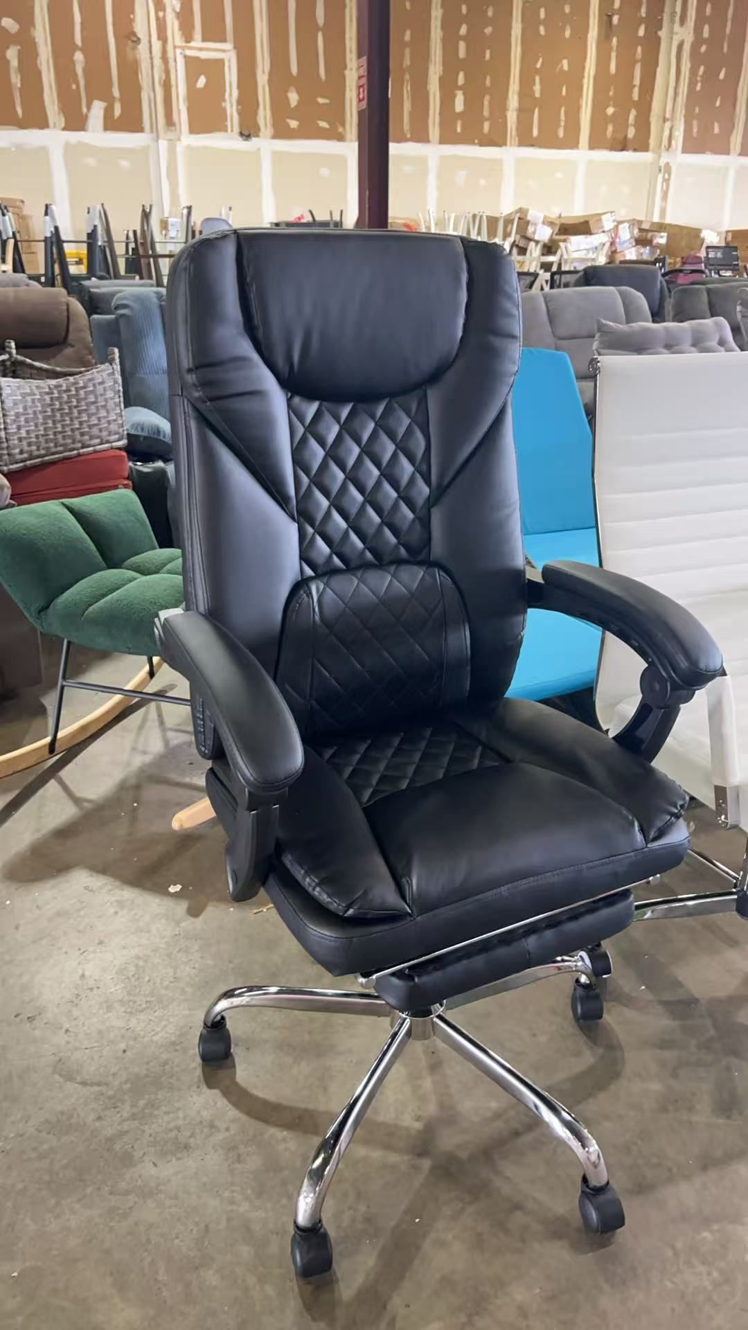 Black office chair with foot rest $80