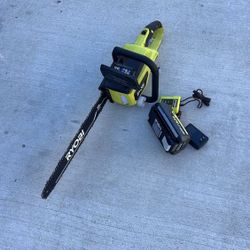 RYOBI 40V HP BRUSHLESS 18” CHAINSAW WITH 1 BATTERY AND CHARGER