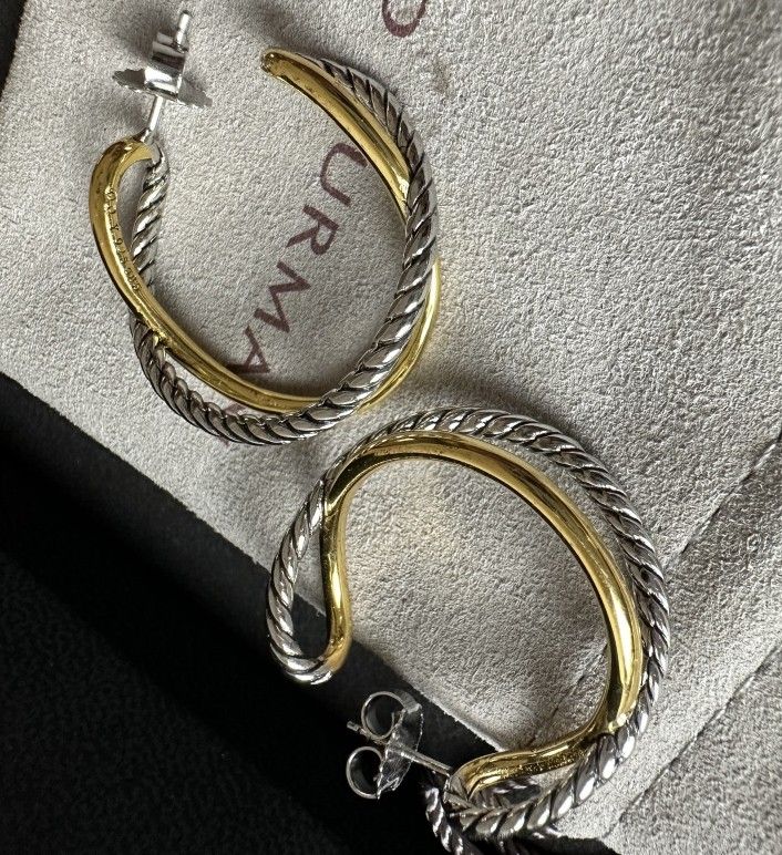 David Yurman gold and silver interlace earrings