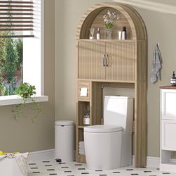 Natural Oak Over the Toilet Storage Cabinet